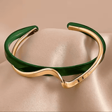 Elegant Emerald Green Wave Bracelet