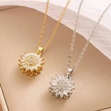 Trendy Silver Sunflower Zircon Necklace & Earrings set