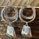 Vintage Silver Hanging Square Dangle Earrings